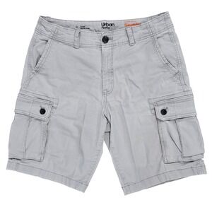 Urban Pipeline Cargo Shorts Mens 33 Grey Super-Flex Hits At Knee Stretch Cotton